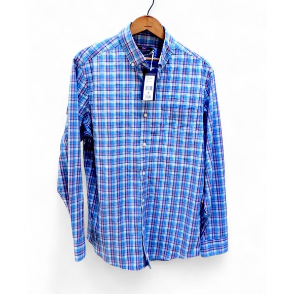 Vineyard Vines Men's Classic Fit Murray Plaid Performance Button Down Shirt M - Picture 6 of 13